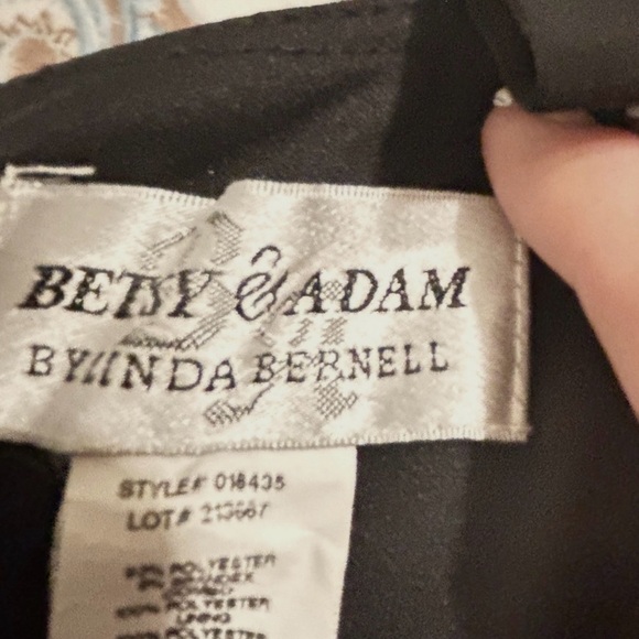 BETSY & ADAM Black Purple Silver Metallic Ombre Pleated Maxi Gown Dress 14M - Picture 9 of 12